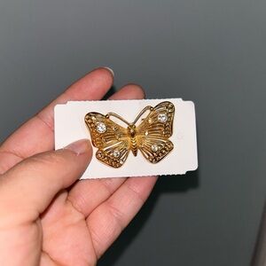 Vintage Elegant Gold Tone Butterfly Brooch